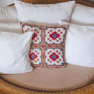 Bohemian Floral Printed Pillow - Turkish Vintage Design Woven <b>Cushion</b>,<b>Cover</b>+Insert - Product Image 3