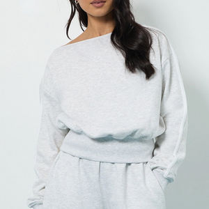 Ensemble survêtement pour femme surdimensionné au design personnalisé, prix de gros, ensemble décontracté deux pièces pour femme avec épaules tombantes et taille élastique - Product Image 2