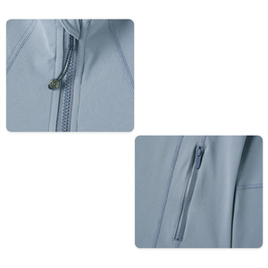 เสื้อแจ็กเก็ตมีซิปสำหรับเล่นกีฬาทรงสลิมฟิตของผู้หญิงสำหรับฤดูใบไม้ร่วงชุดเล่นโยคะและใส่วิ่งฟิตเนสพร้อมโลโก้ด้านหน้า - Product Image 2