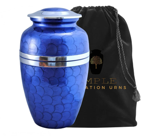 Blue Metal Cremation <b>Urn</b> Premium Aluminum <b>Urn</b> with Meena Coating <b>Large</b> 220 cu in Capacity Leakproof & Engravable Memorial <b>Urn</b> - Product Image 3