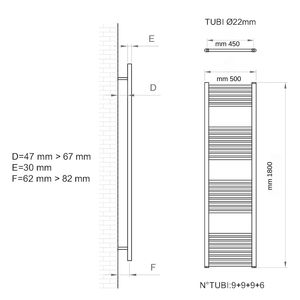Colore bianco 450x500x1800mm tondi tubolari scaldasalviette verniciato e acciaio cromato - Product Image 2