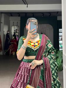 Diseñador Tussar seda con espejo Gamthi trabajo Lehenga Choli fabricante y proveedor de Surat a la tarifa más baja - Product Image 4