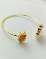 Brazalete Ajustable Hecho a Mano, Chapado en Oro de 18k, de Latón de Alta Calidad, con Diseño de Flor de Madreperla y Perlas, Brazalete Abierto