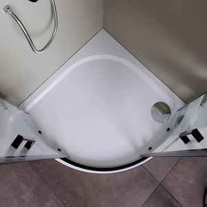 Mampara de Ducha Semicircular de 80x80 con Marco Negro Mate y Cristal Esmerilado, Juego de Baño - Product Image 6