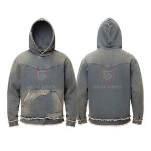 Sudadera con Capucha de Estilo Gótico Urbano con Estampado de Calavera, Lavado Ácido Negro, Sudadera de Algodón Grueso Desgastada - Product Image 5