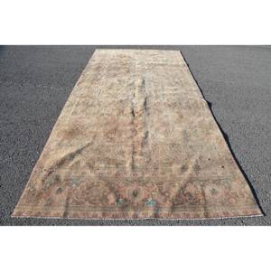 Tapis Turc Vintage Classique Beige Vert Grande Surface 6.1 X 12.5ft Aubusson Design Patchwork Laine Latex pour Salon Couloir - Product Image 1