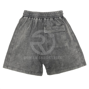 Ropa de calle con logotipo personalizado, pantalones cortos deportivos de baloncesto de algodón con cintura elástica para correr, pantalones cortos lavados para hombres, pantalones cortos lavados con ácido - Product Image 2