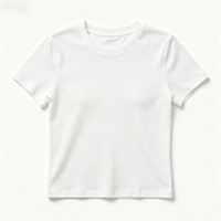 T-shirt blanc en coton pour femme, col rond, manches courtes, respirant, uni