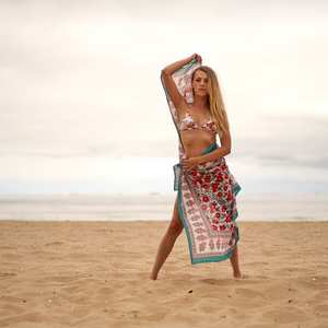 Sarong en coton imprimé à la main, léger, pour la plage, cadeau de voyage - Product Image 2