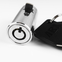 Serrure à barillet cylindrique en alliage de zinc avec finition chromée et 2 clés pour distributeurs automatiques, sécurité antivol pour véhicules