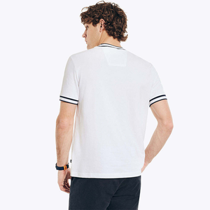 2025 hommes contraste garniture poche t-shirt décontracté coupe ajustée col rond manches courtes élégant respirant été t-shirt pour homme - Product Image 2