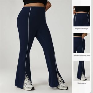 Pantalons de yoga taille haute pour femmes, uni, fente latérale, respirant, séchage rapide, coupe-vent, mélange de spandex, écologique, antibactérien, élastique - Product Image 2