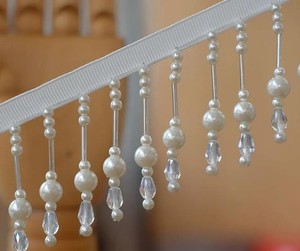Dangling Ivory Tassel Beaded <b>Trim</b>, Pearl Bead <b>Trim</b>, Tubes <b>Fringe</b> <b>Trim</b> for Party Costumes,Home Lamp Shape Decor - Product Image 2