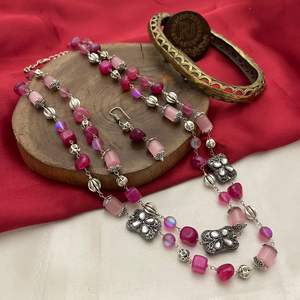 Fancy Classic Beaded Jewelry Double Layer Mala Set Collar Set con pendientes Perfecto para el uso diario de fiesta Simple Charm Jewelry - Product Image 2