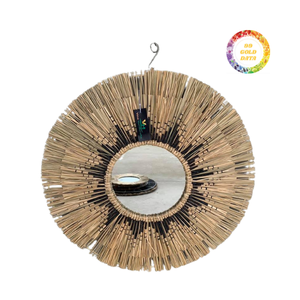 กระจกหวายทำด้วยมือเหมาะสำหรับการตกแต่งผนังห้องนั่งเล่นหรือห้องนอน - Product Image 2