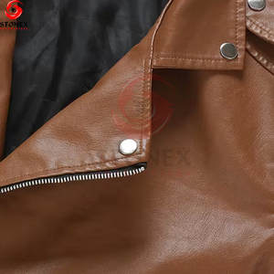 Chaqueta de Cuero de Piel de Oveja de Diseño de Moda de Alta Calidad para Hombre, Diseño de Logotipo Personalizado, Color Marrón, Impermeable para Invierno - Product Image 6