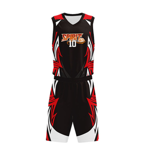 Maillot de basket-ball respirant personnalisable uniforme uni rouge et noir avec logo personnalisé ensembles grande taille pour les équipes - Product Image 1