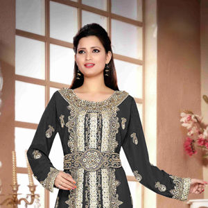 Kaftan islámico marroquí moderno para mujer Vestido de playa largo hasta el suelo con mangas largas transpirables ODM Supply - Product Image 1