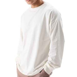 T-shirt à manches longues avec logo personnalisé en coton doux et respirant coupe classique avec une touche moderne - Product Image 3