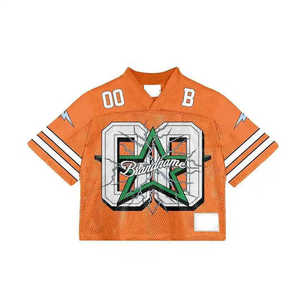 Fabricant personnalisé de maillot de football américain vintage en maille tricotée surdimensionnée col en V maillot en maille Boxy uniforme de football américain pour hommes - Product Image 3