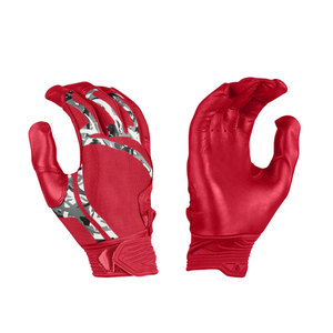 <b>Red</b> Leather Camo Print Non-Slip Hook and Loop Closure All Seasons Adult Full Finger Infield Baseball Gloves - Product Image 1