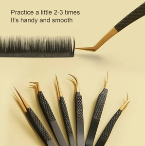 Ensemble de pinces à épiler professionnelles en acier inoxydable pour extensions de cils, étiquette privée personnalisée, étui noir et or, Zullo Industries - Product Image 4