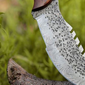 Couteau de survie en acier Damas de qualité supérieure, lame pleine, couteau de camping en plein air, fait à la main - Product Image 3