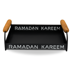 Bandeja Ramadan Kareem con asas de madera para servir alimentos y bebidas Bandeja de decoración de Ramadan elegante y duradera para ocasiones festivas - Product Image 3