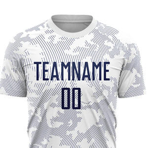 Ensemble de maillot de football respirant en polyester 100% de haute qualité, taille plus, manches courtes, blanc - Product Image 2