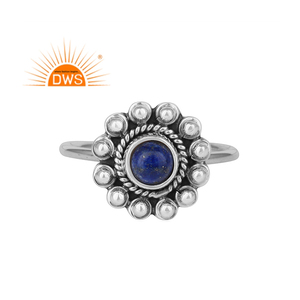 Diseño hecho a mano plata esterlina oxidada Natural lapislázuli piedra preciosa anillo apilable joyería para mujer regalo para ella - Product Image 1