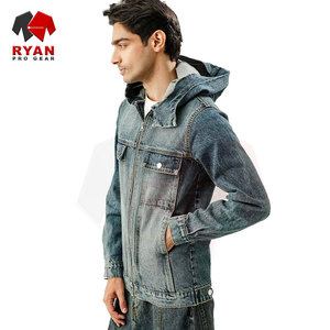 Veste en jean décontractée pour homme, logo personnalisé, OEM ODM, tissu épais, boutons sur le devant, vêtements d'extérieur - Product Image 4