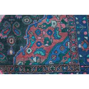 Alfombra Redonda Vintage de 2x2 pies, Alfombra Abstracta Azul Turca - Product Image 5