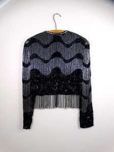 Veste en polyester à perles, robe fourreau pour femmes, soirée de scène, cocktail, club, bal, grande taille, ornée de paillettes miroir, de perles - Product Image 2