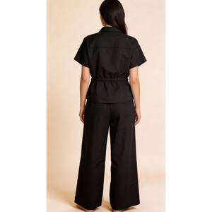 Woven Modal Robe Set with Elastic Waistband-Soft & Breathable Co-Ord Pajama Set <b>for</b> Everyday Comfort - Product Image 4