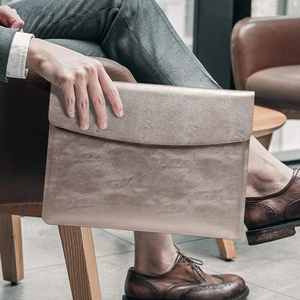 Cubierta de cuero personalizada de gama alta Caja de documentos A4 Carpetas de archivos Bloqueo de huellas dactilares Productos de archivo - Product Image 4