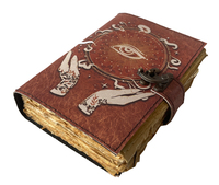 Livre de sorts vierge d'ombres Journal avec fermoir de verrouillage accessoire Vintage fait à la main en cuir véritable troisième oeil d'horus imprimé couverture journal