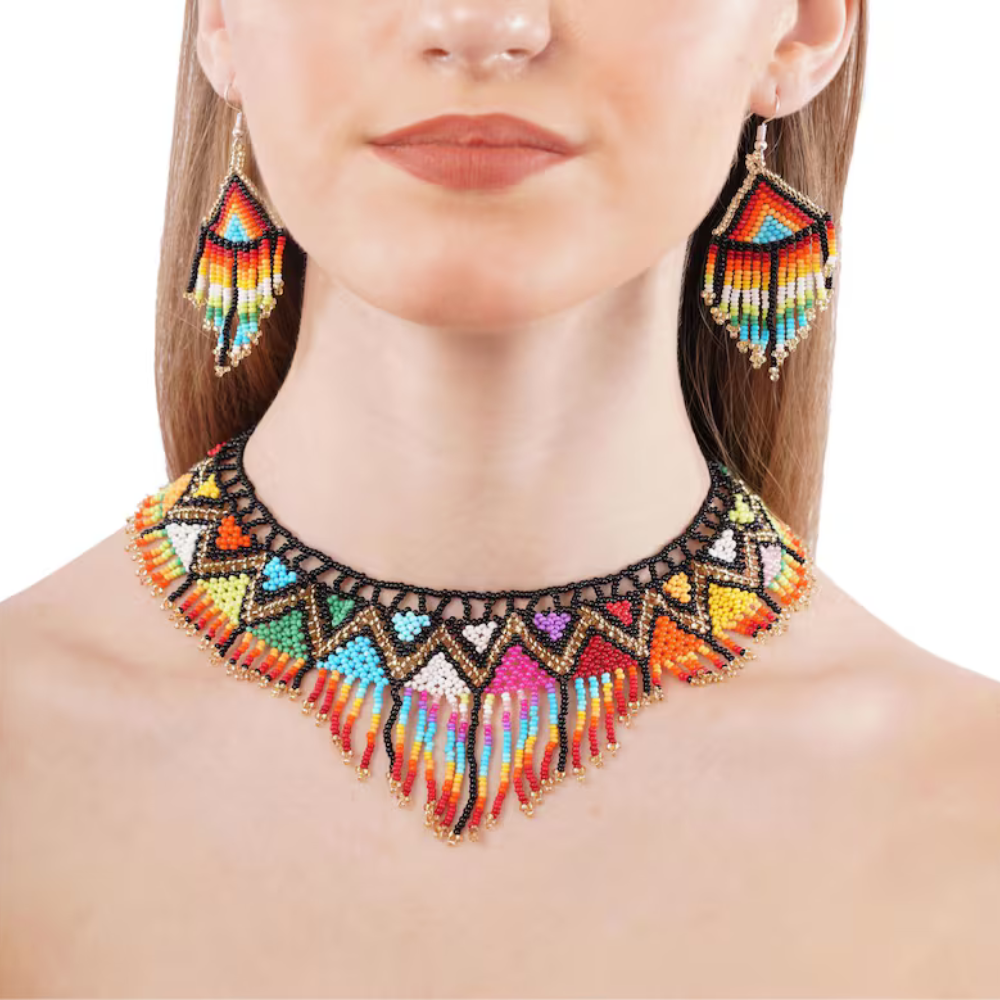GlamPaw Rainbow Tassel Jewelry Set