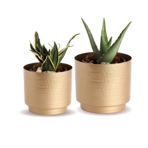 <b>Gold</b> Shine Finished Metal <b>Planter</b> With Pedestal Indoor Outdoor Decorative Home Balcony Backyard Metal <b>Planter</b> for Garden Decor - Product Image 2