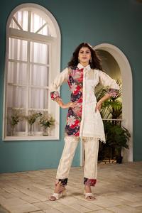 OEM ODM Exclusivo Brillo Jacquard Telas Niñas Estilo tradicional Colocación Impreso Co-Sets Colección Viscosa Material Fiesta - Product Image 5