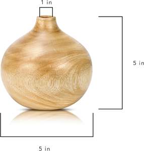 Jarrón de madera de mango redondo moderno hecho a mano, florero teñido, decoración para sala de estar, diseño lujoso y bonito para uso doméstico - Product Image 2