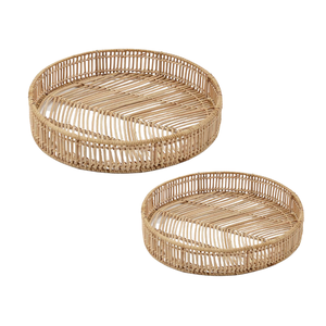 Bandeja de servicio de ratán tejida vietnamita tejida a mano Bandeja hecha a mano para almacenamiento, servicio y personalización de exhibición decorativa - Product Image 1