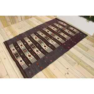 Alfombra de 4.5x7.1 pies, Alfombra Vintage, Alfombra Oriental Turca de Lana Marrón - Product Image 1