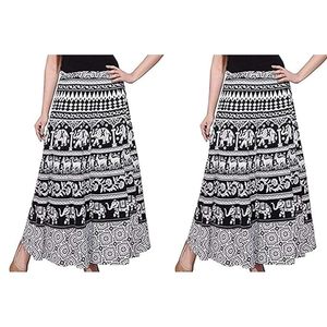 Ấn Độ Sanganeri In Váy Handmade Bông Dài Váy Boho Bọc Xung Quanh Mandala Sarong Khối Hippie Váy Váy Bán Buôn - Product Image 6