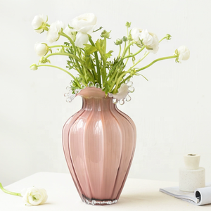 Vase en verre opale <span class=keywords><strong>rose</strong></span> pastel moderne Bixuan, soufflé à la main, gouttes d'<span class=keywords><strong>eau</strong></span>, vague <span class=keywords><strong>de</strong></span> mer, ondulations ouvertes, forme <span class=keywords><strong>de</strong></span> pétale, décoration <span class=keywords><strong>de</strong></span> table <span class=keywords><strong>de</strong></span> mariage - Product Image 4
