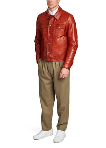 Chaqueta Bomber Vintage de Lona con Cremallera y Logotipo Personalizado en Relieve, de Cuero Vacuno Genuino Personalizable, Resistente al Viento e Impermeable para Hombre - Product Image 2