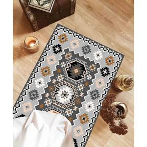 Alfombra de Oración de Lana Gris con Diseño Geométrico Islámico, Ecológica, Antideslizante, con Base de Látex, Grosor Medio - Product Image 1