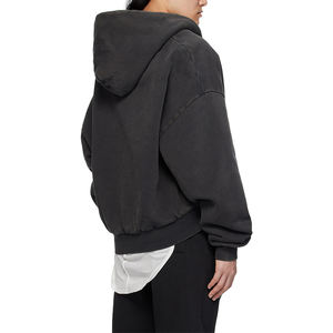 Sportish Impex Custom Heavyweight French Terry Acid Wash <b>Zip</b>-<b>Up</b> <b>Hoodie</b> <b>Men</b> | <b>Black</b> Washed Boxy Cropped Blank <b>Hoodie</b> - Product Image 3