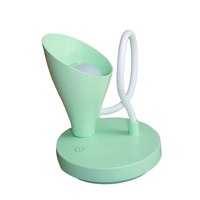 Lampe de table LED rechargeable moderne avec accumulateur blanc/cyan 220V, abat-jour rond, fonction de gradation tactile pour une utilisation en chambre
