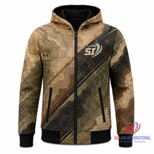 Sweat à capuche zippé coupe-vent 3D en molleton 100 % coton imprimé sur mesure, motif terrain désertique, streetwear, vente en gros, OEM ODM - Product Image 1