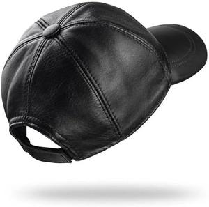 หมวกเบสบอลหนัง PU สำหรับทุกเพศ, หมวกเบสบอลหนังสีดำล้วนปรับได้หมวกแก๊ปปี2025 - Product Image 3